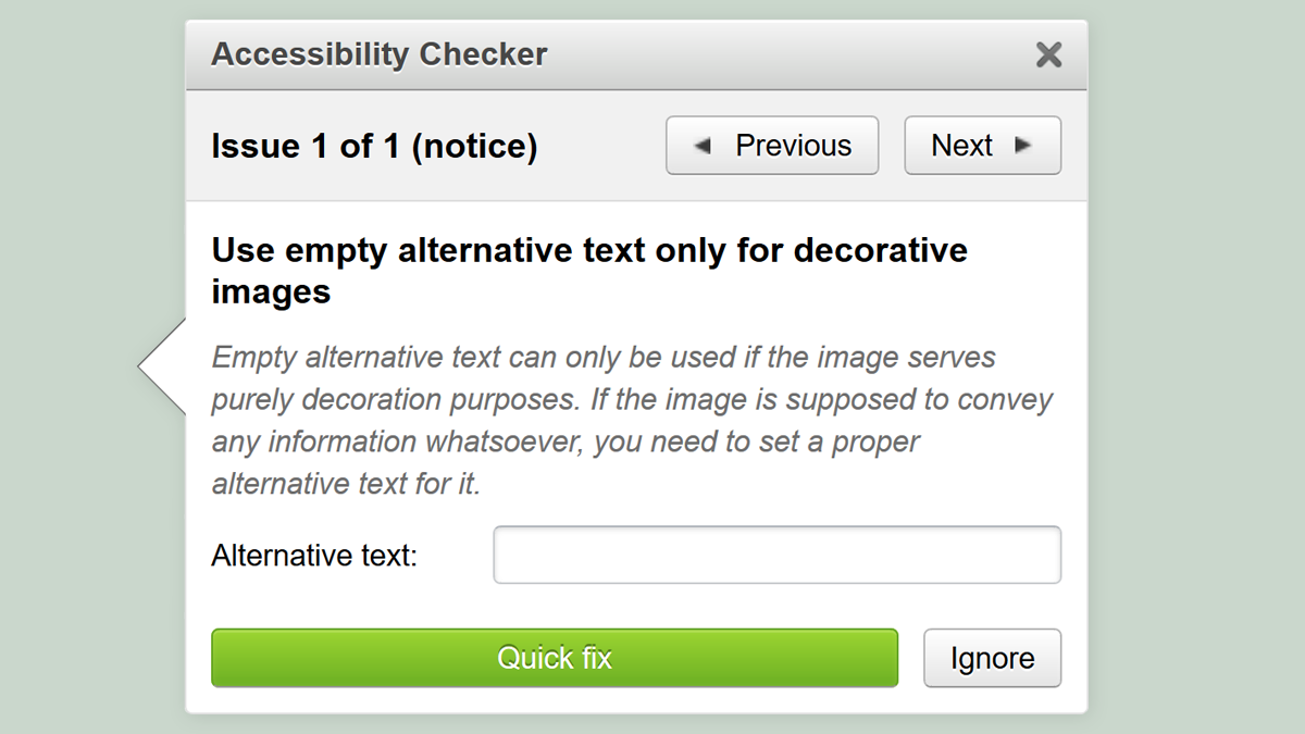 screenshot of OER Commons accessibility checker