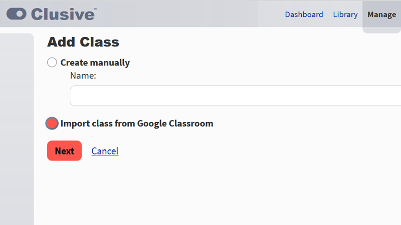 Screenshot of the Add Class page